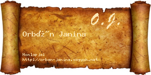 Orbán Janina névjegykártya